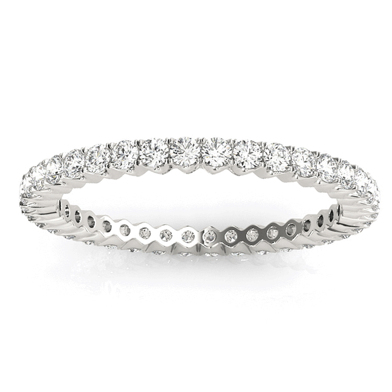 V Basket Style Eternity Diamond Wedding Band