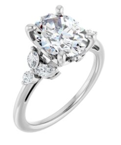 14K White Gold 10x8 mm Oval Engagement Ring with 2.5 ct Oval E VVS1 Lab Diamond – Size 4.5