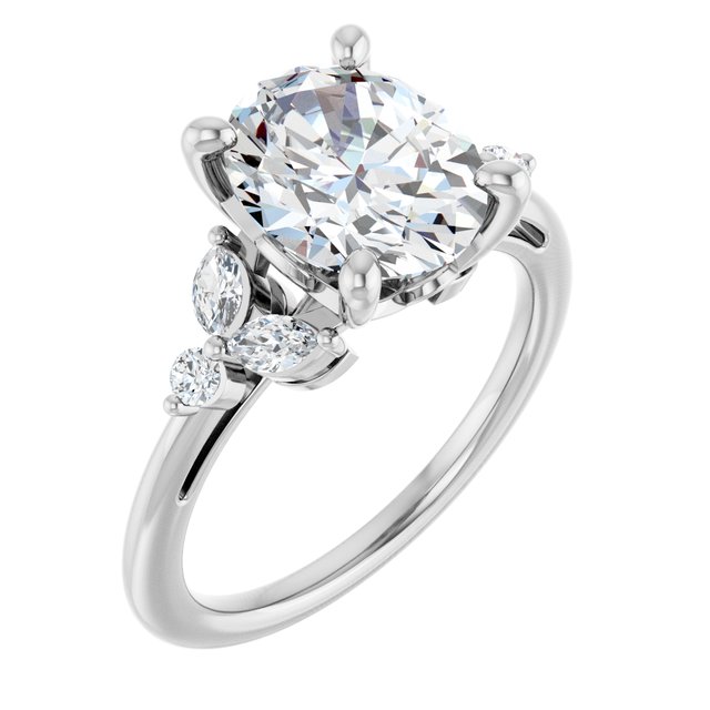 14K White Gold 10x8 mm Oval Engagement Ring with 2.5 ct Oval E VVS1 Lab Diamond – Size 4.5