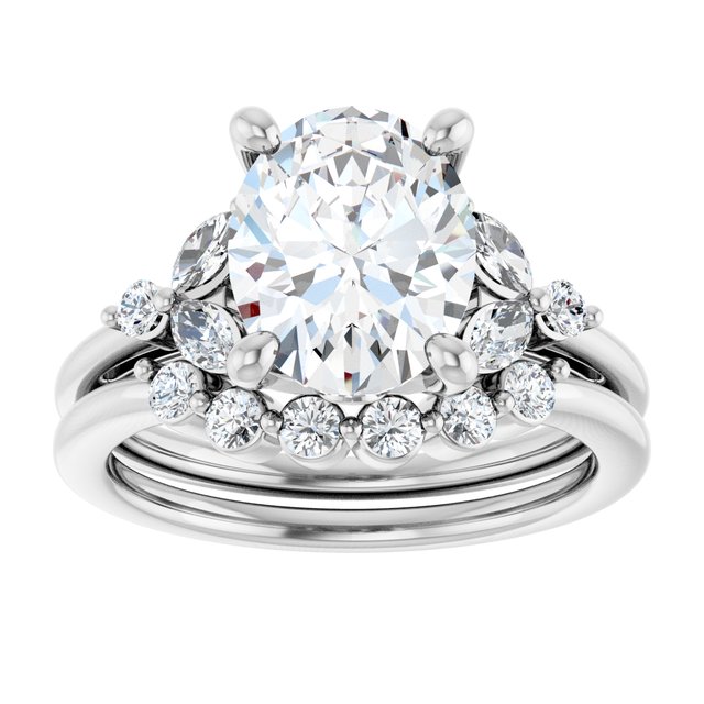 14K White Gold 10x8 mm Oval Engagement Ring with 2.5 ct Oval E VVS1 Lab Diamond – Size 4.5 - Image 8